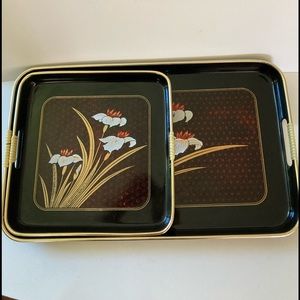 Vintage Toyo Lilly Lacquer Three  Nesting Trays.